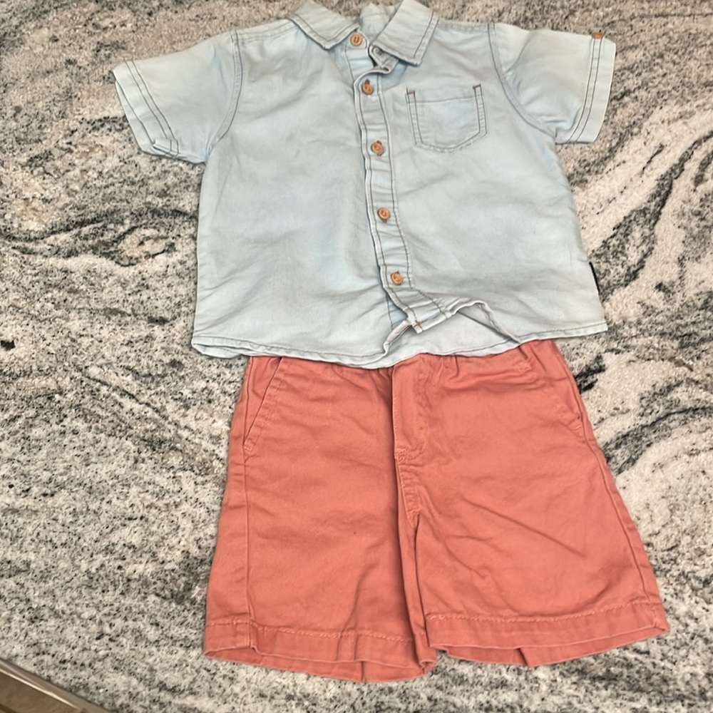 Button Up and Shorts Set l 24 mo